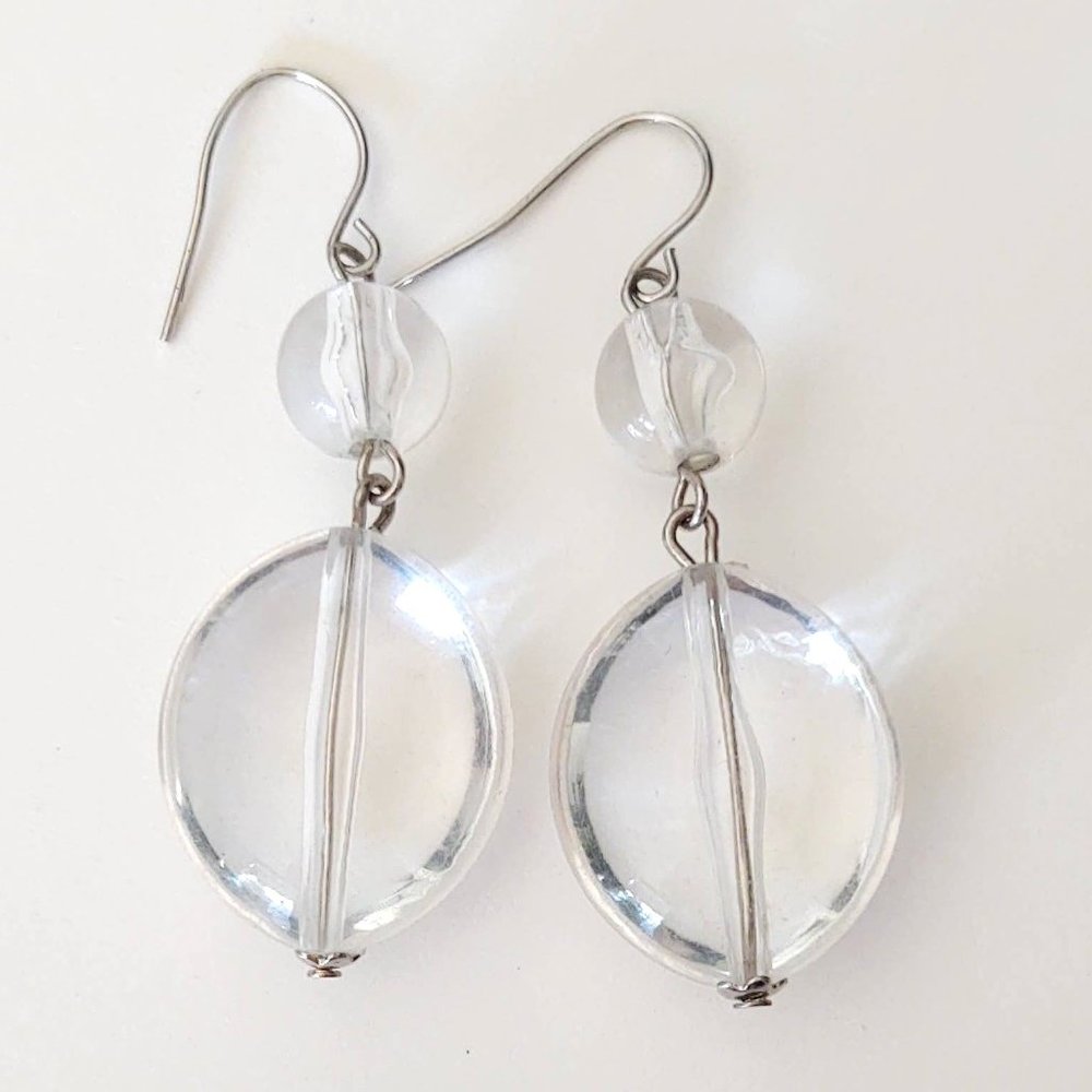 Clear beaded dangle earrings